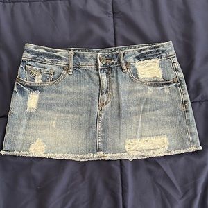 Distressed jean skirt